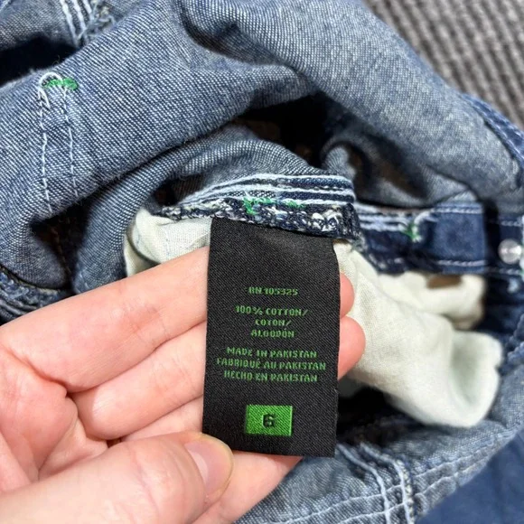 John Deere Kids Boys Blue Denim Overalls Size 6 Adjustable Straps Farming Style - Picture 4 of 9